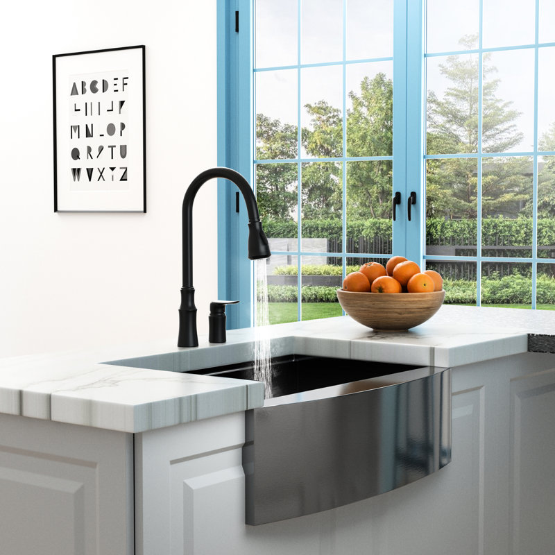 Robinet de cuisine noir mat avec poignée séparée, conception simple pour une gestion sans effort de l'eau, tête réglable rétractable à 360 °, corps en laiton massif, modes de pulvérisation double, différentes applications, facile