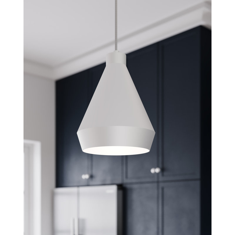 Koma 1-Light LED Single Cone Pendant, Satin White, GU24/Twist and Lock