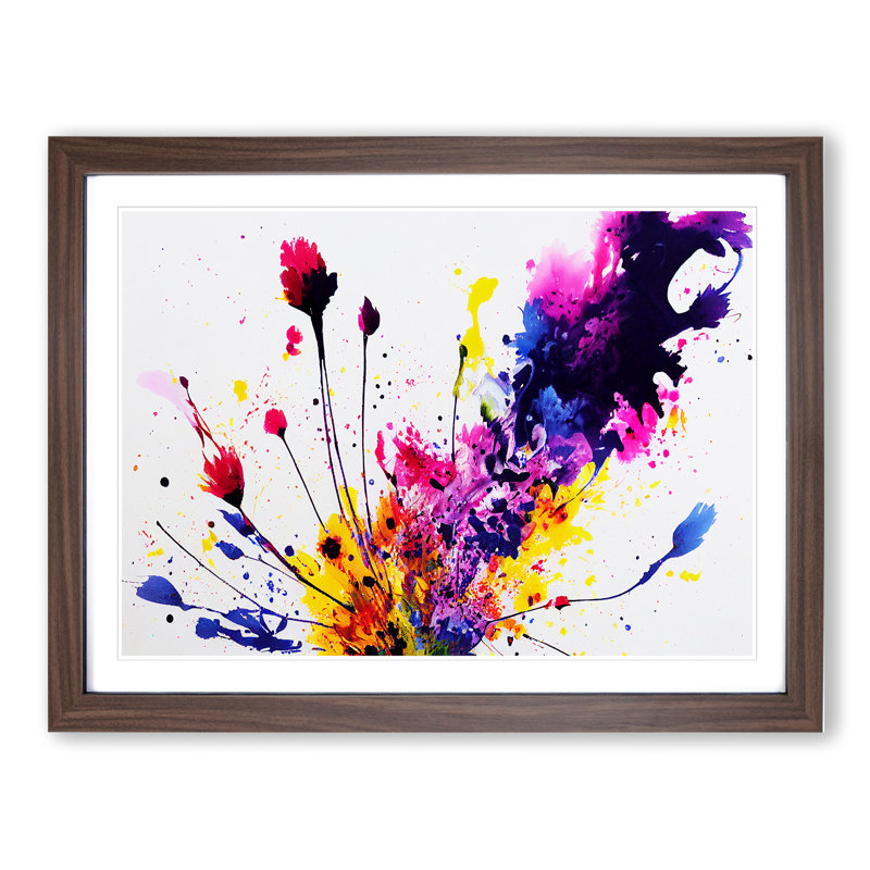 Flower Splash Vol.5 Abstract - Single Picture Frame Painting, 46cm H x 64cm W x 2cm D, Walnut