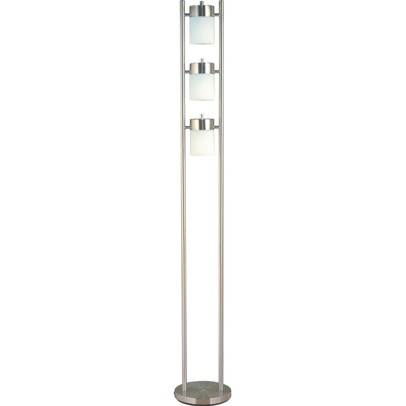 Léa 65'' Brushed Silver Column Floor Lamp, White