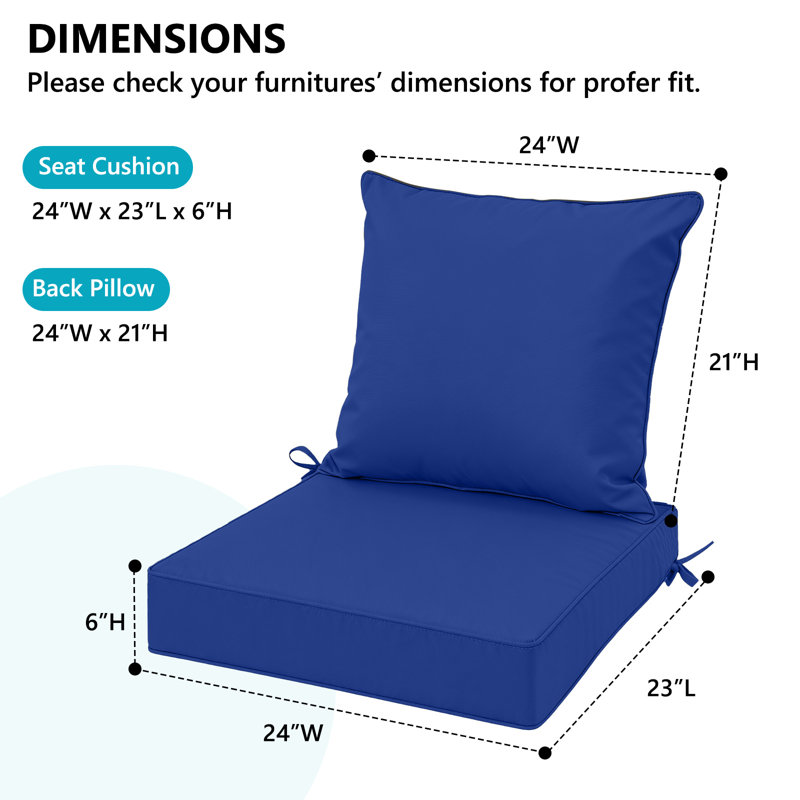 Outdoor 6'' Seat / Back Cushion, Blue