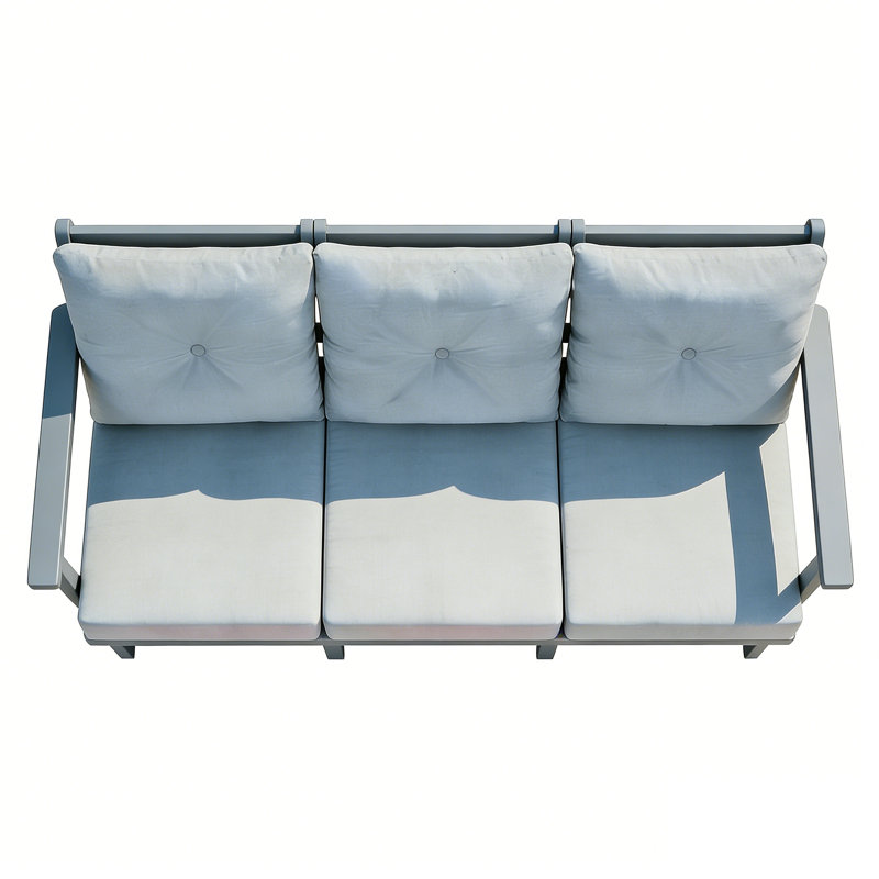 Canapé 3 places en PEHD avec coussin, Gris