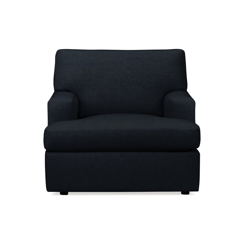 Cleo Upholstered Custom Accent Chair, Bella Ink Blue Performance Velvet