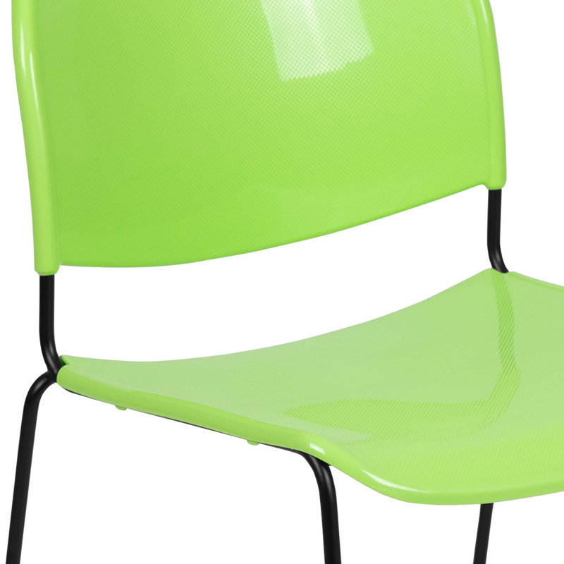 Black Powder-Coated Metal Armless Stackable Chair