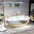 59" Egg Shape Ink Marble Freestanding Solid Surface Bathtub-125879528