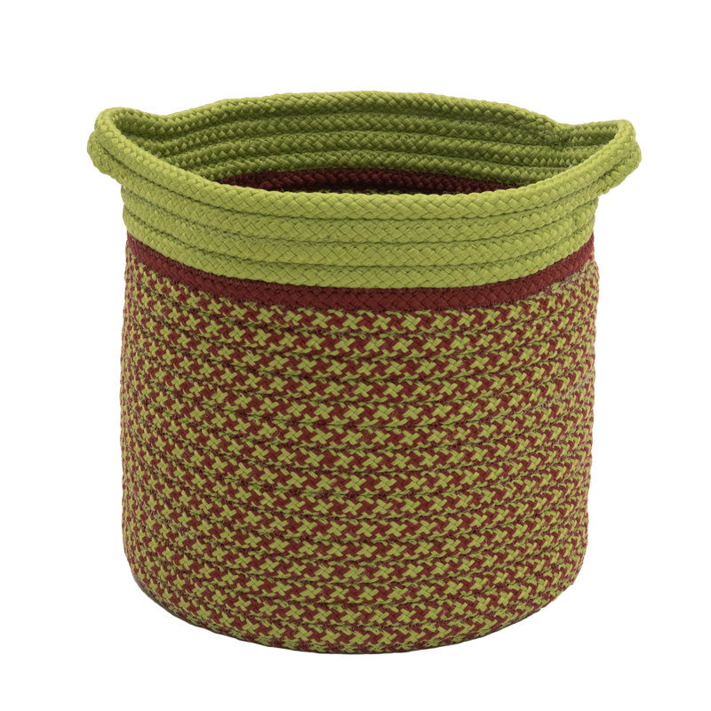 Festive Multicolor Round Woven Storage Basket with Handles