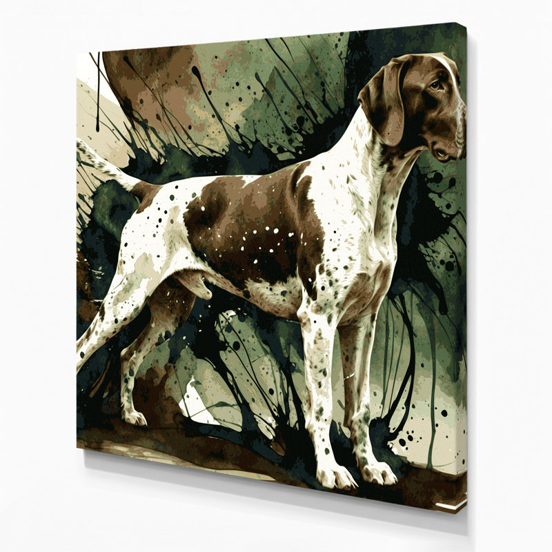 Dogs German Shorthaired Pointer Beige Canvas Wall Art, 12" H x 12" W