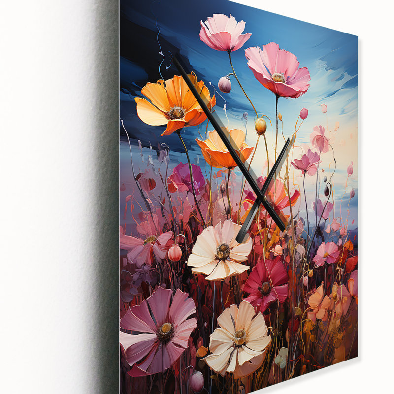 Mauve Wildflowers Symphony I - Horloges murales très florales, Très grand