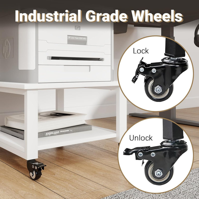 Support d'imprimante laser à 2 niveaux, support pour grande table d'imprimante 19,7 po x 19,7 po x 12,6 po