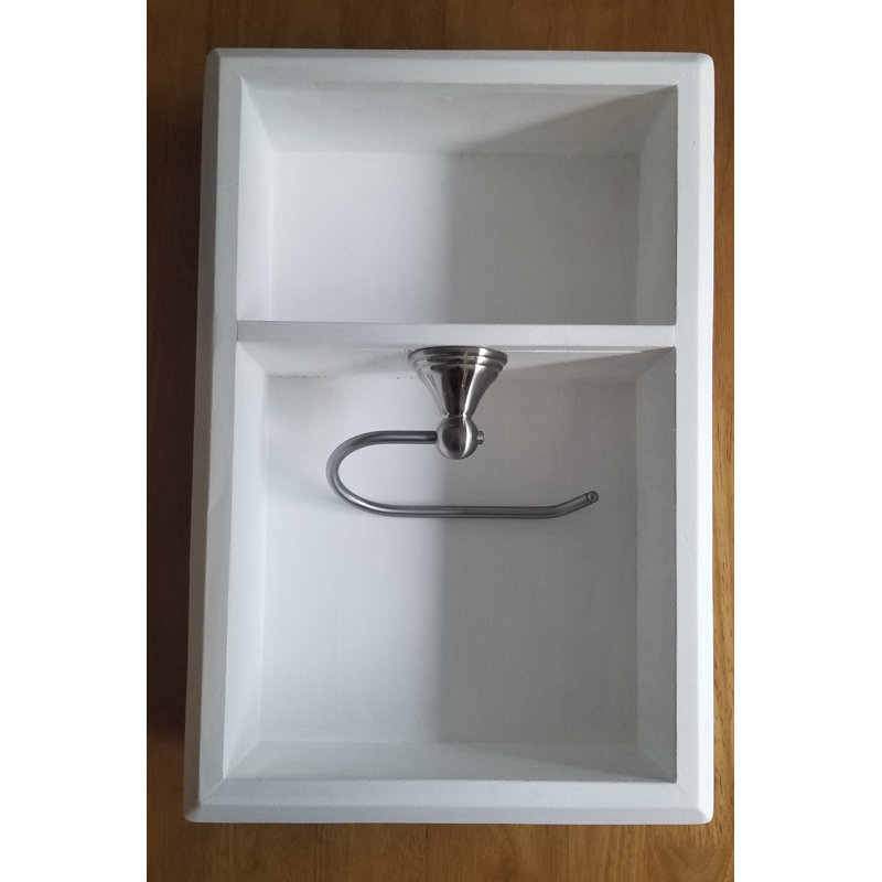 Porte-papier hygiénique encastré avec niche de rangement, Nickel satiné