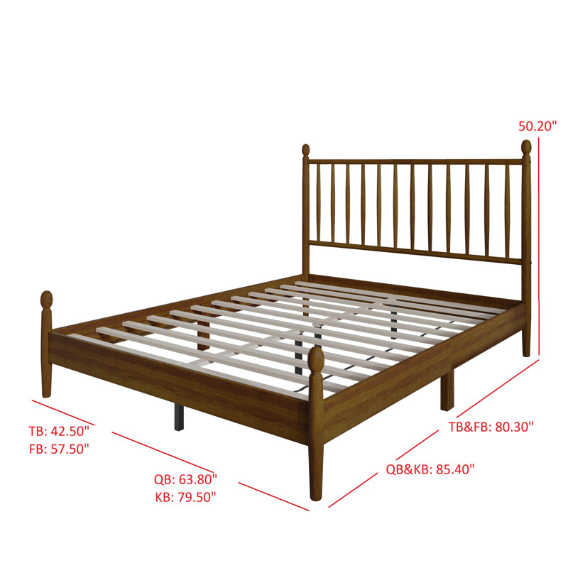 Downey Queen Platform Bed, Brown, Queen