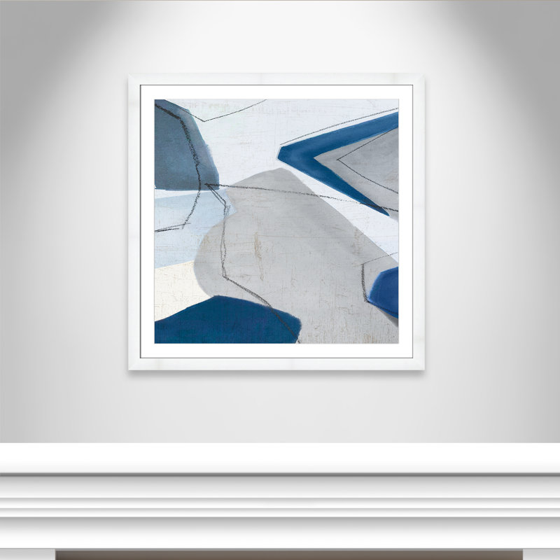 «Dynamic Drifts I», reproduction carrée par Emma Peal, Cadre blanc, H 37,5 po x l 37,5 po