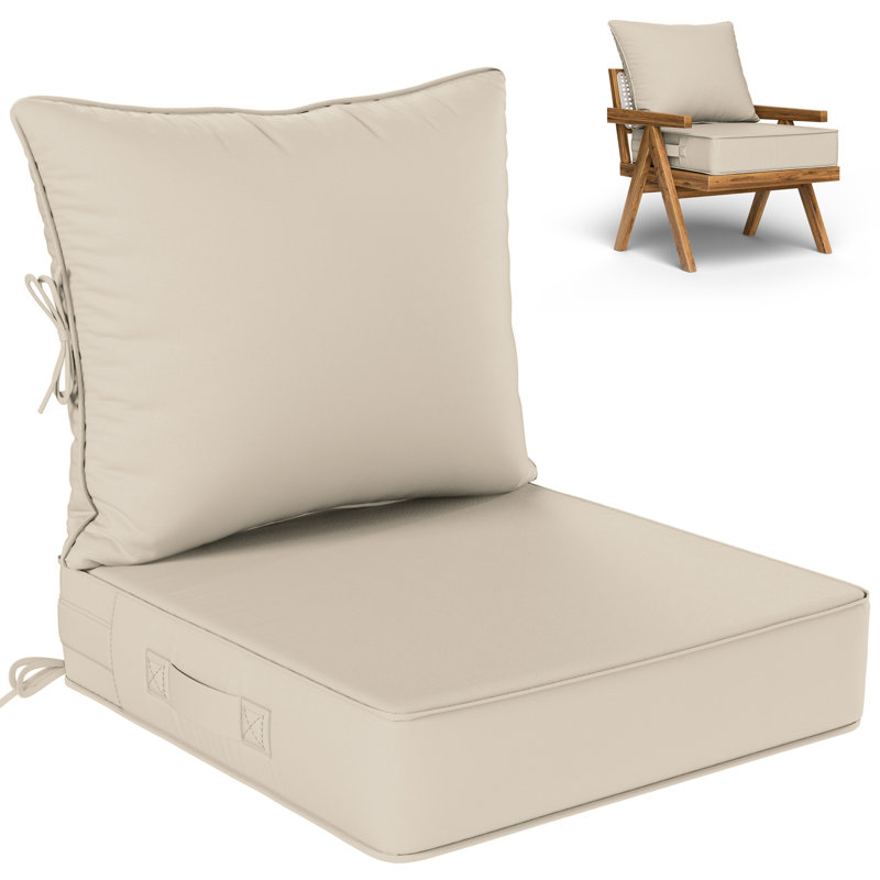 Outdoor Deep Seating Cushion Set Indoor And Outdoor Seat / Back Cushion, Cream, 22" W x 22" D