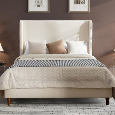 Tall Headboard Upholstered Bed,54" High Headboard,No Box Spring Needed,Easy Assembly