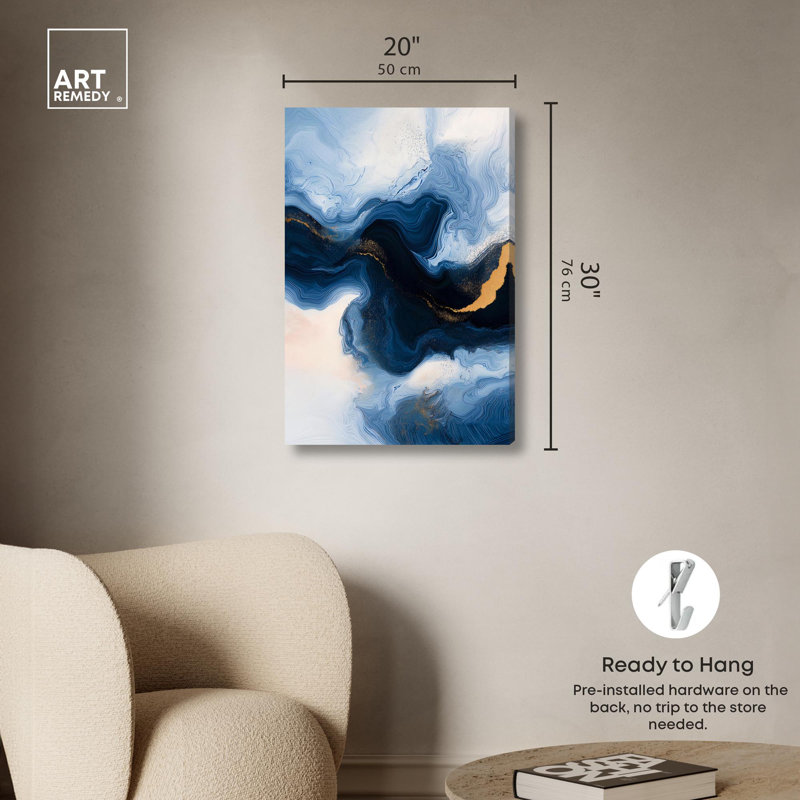 «Blue Deep II» par Blue Geode , H 30 po x l 20 po, Toile tendue, Peinture sans cadre