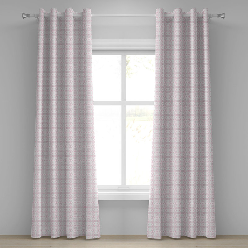 Rideau à œillets 2 panneaux Red Barrel Studio®, 50 po x 84 po, rose pâle et blanc, L 50 po x L 84 po
