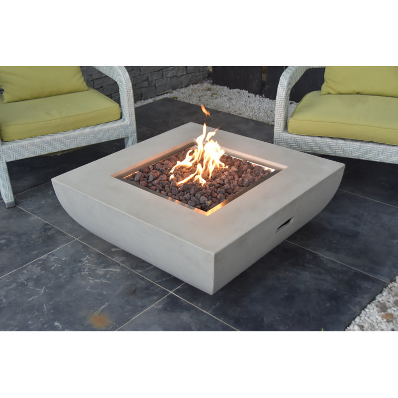 Gray 37 Inch Square Concrete Gas Fire Pit Table