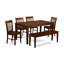 Ensemble de 5 pièces pour coin-repas pour 4 personnes comprenant une table de salle à manger rectangulaire et 2 chaises de salle à manger avec 2 bancs, 36 x 60 pouces, acajou-999730722-1025782111