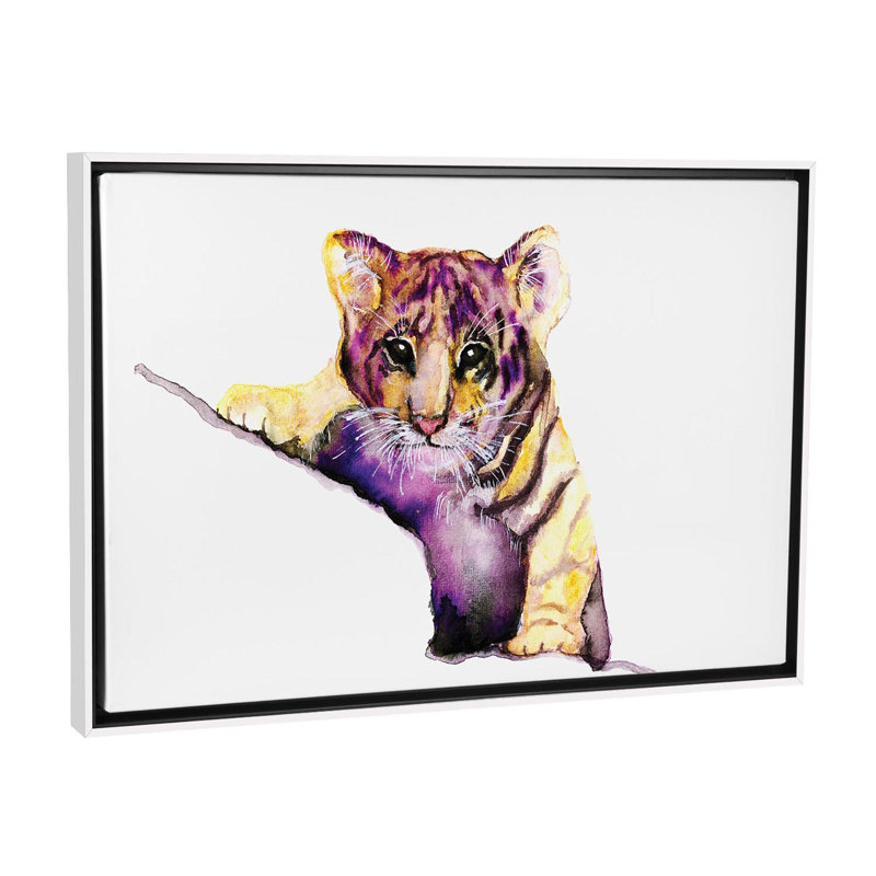 Art little tiger, H 40 po x l 60 po x P 1,5 po, Toile blanche encadrée