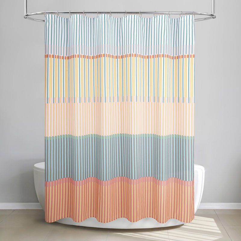Multicolor Striped Polyester Shower Curtain