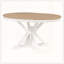 Table de salle à manger rétro extensible - Feuille papillon et base en forme de X (chêne naturel + blanc cassé)-1325667911