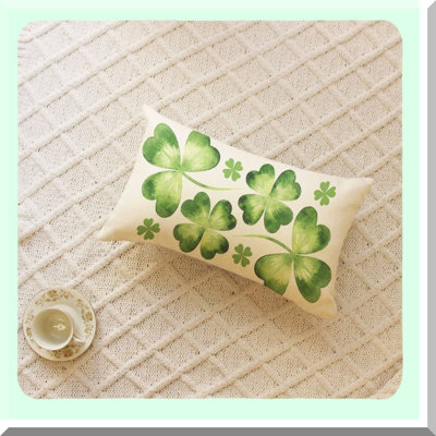 Shamrock Luck Lumbar Pillow Cover - Clover Cushion Case for Sofa - St. Patrick's Day Decoration -Throw Pillow Sham