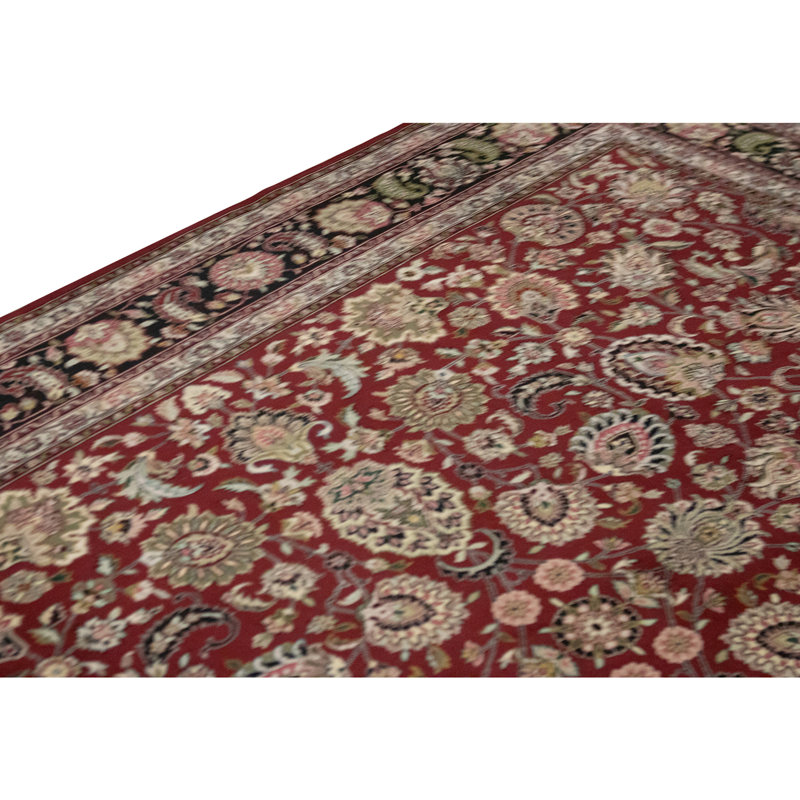 Hand Knotted Wool Area Rug in Red And Navy