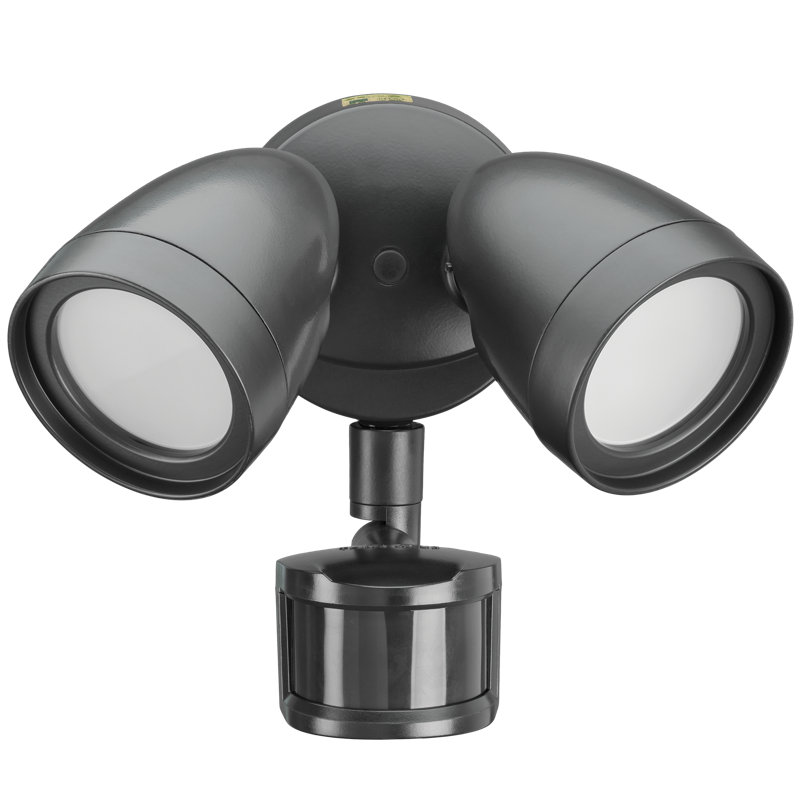 2 - Head LED Hardwired Dusk to Dawn Outdoor Security Flood Light with Motion Sensor, Bronze