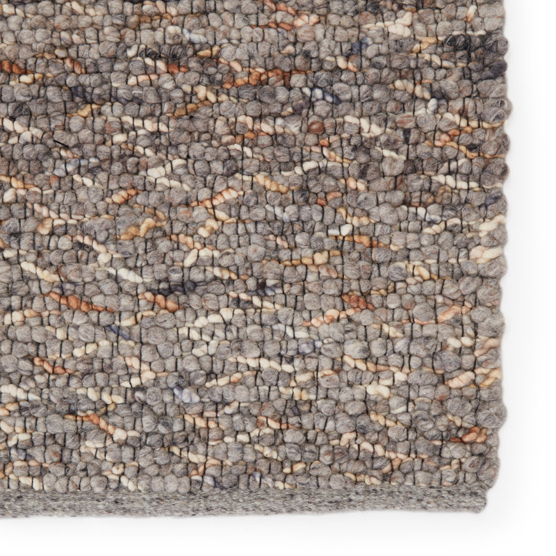 Tapis gris et brun fait à la main Quiet Time QTM01, Rectangle 9 pi x 12 pi