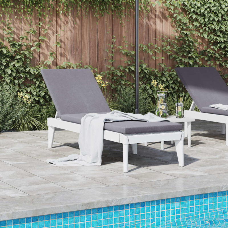 Latitude Run® Sun Lounger With Cushion 73.2"X23.6"X11.4" PP, White