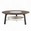 Table basse ronde avec tablette de rangement, incrustation de pierre frittée et pieds en bois massif, table de centre minimaliste moderne pour le salon, assemblage facile
