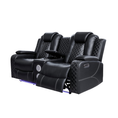 Cinéma maison avec boîte de rangement, bras sans fil et interrupteurs à DEL, porte-gobelets rabattables