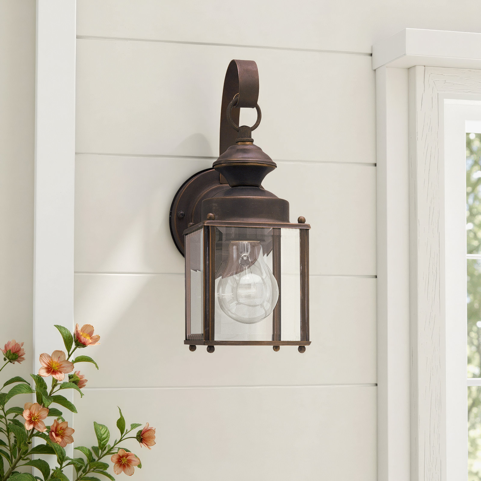 Tiernan Single Light Outdoor Wall Light, Antique Bronze, 11.25"H x 4"W x 5.75"D