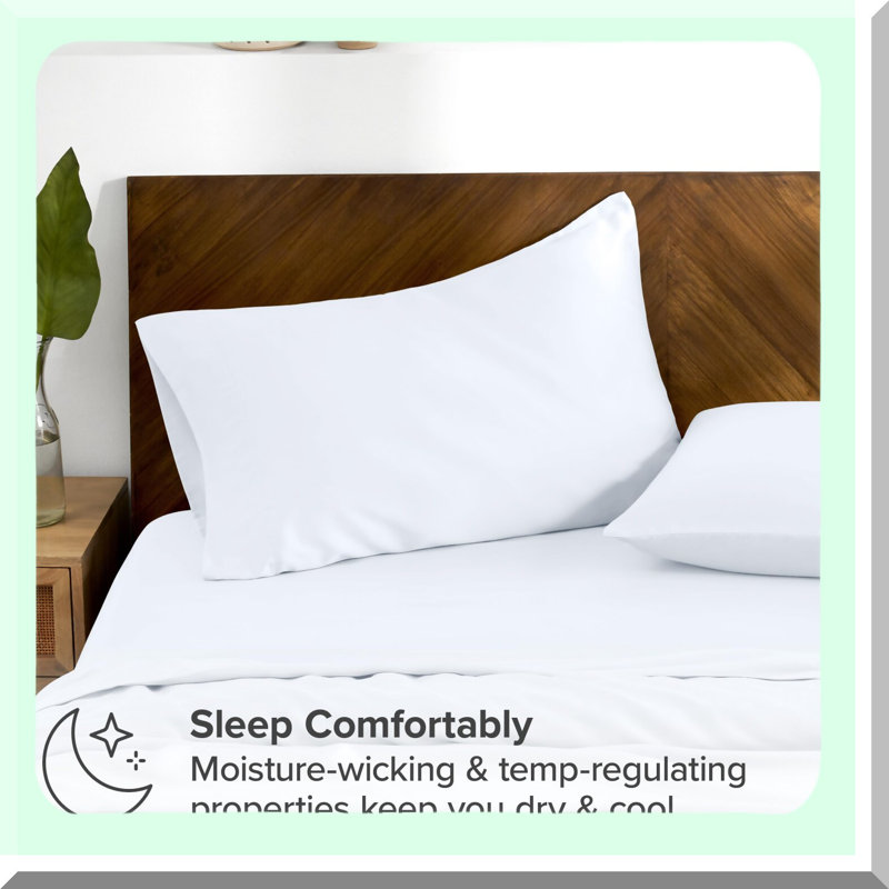 Eucalyptus Bliss Pillowcase Set - Moisture Regulating, Ultra Soft, Easy Care - 2 Pack Lyocell Tencel Pillow Cases - Size Set of 2