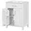 Meuble-lavabo de 24 po avec lavabo en céramique - luxe compact. 24,2 po x 18,5 po x H 34 po. Cadre en bois massif, portes. Ornements dorés. Tablettes de rangement spacieuses. Tablette réglable. Armoire moderne et sophistiquée-675961143