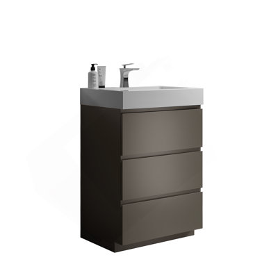 Meuble-lavabo autoportant avec grand lavabo et rangement