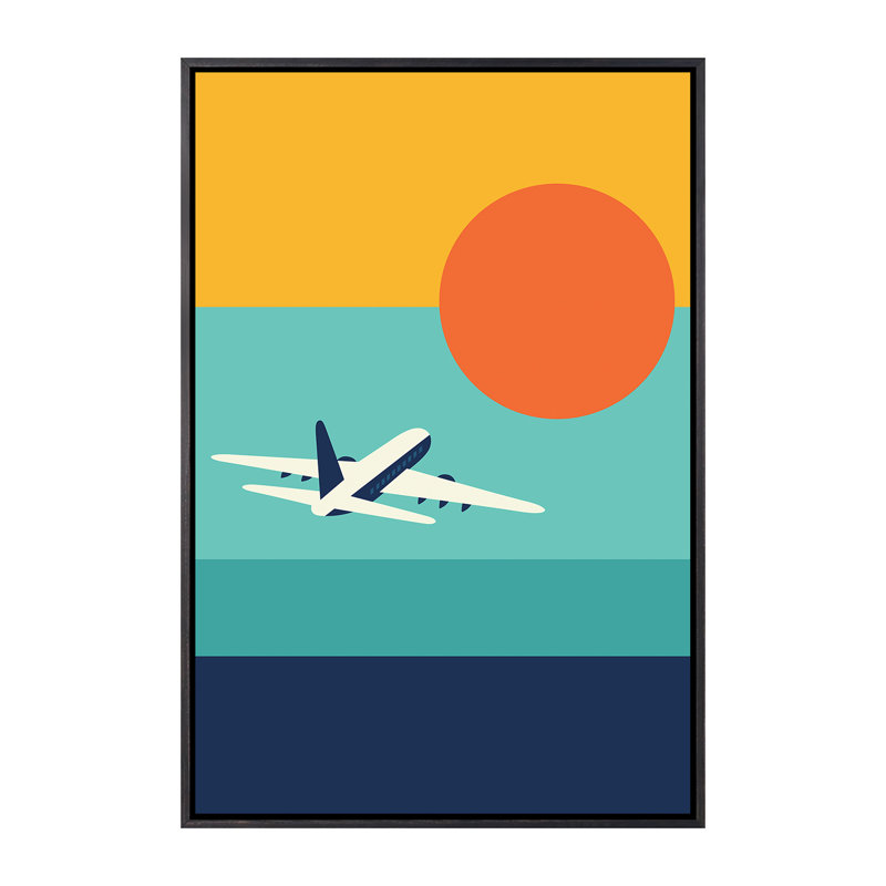 «Fly Away» par Andy Westface - impression d'art graphique, Pas de tapis, Toile avec cadre noir patiné