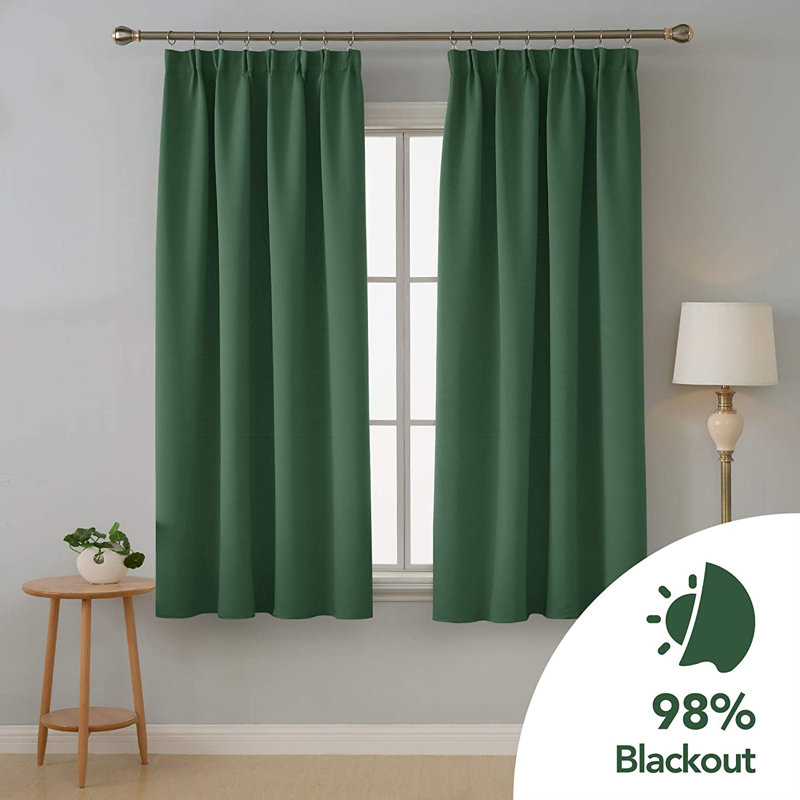 Fari Blackout Curtain Pair, Forest Green, 132cm W x 138cm D