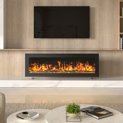 Wall mount Electric Fireplace with Remote Included, 12 Flame Colours,1800W