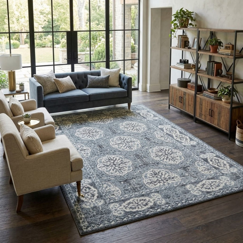 Tapis Honbl Contemporary Farmhouse Medallion, Rectangle 2 pi x 3 pi