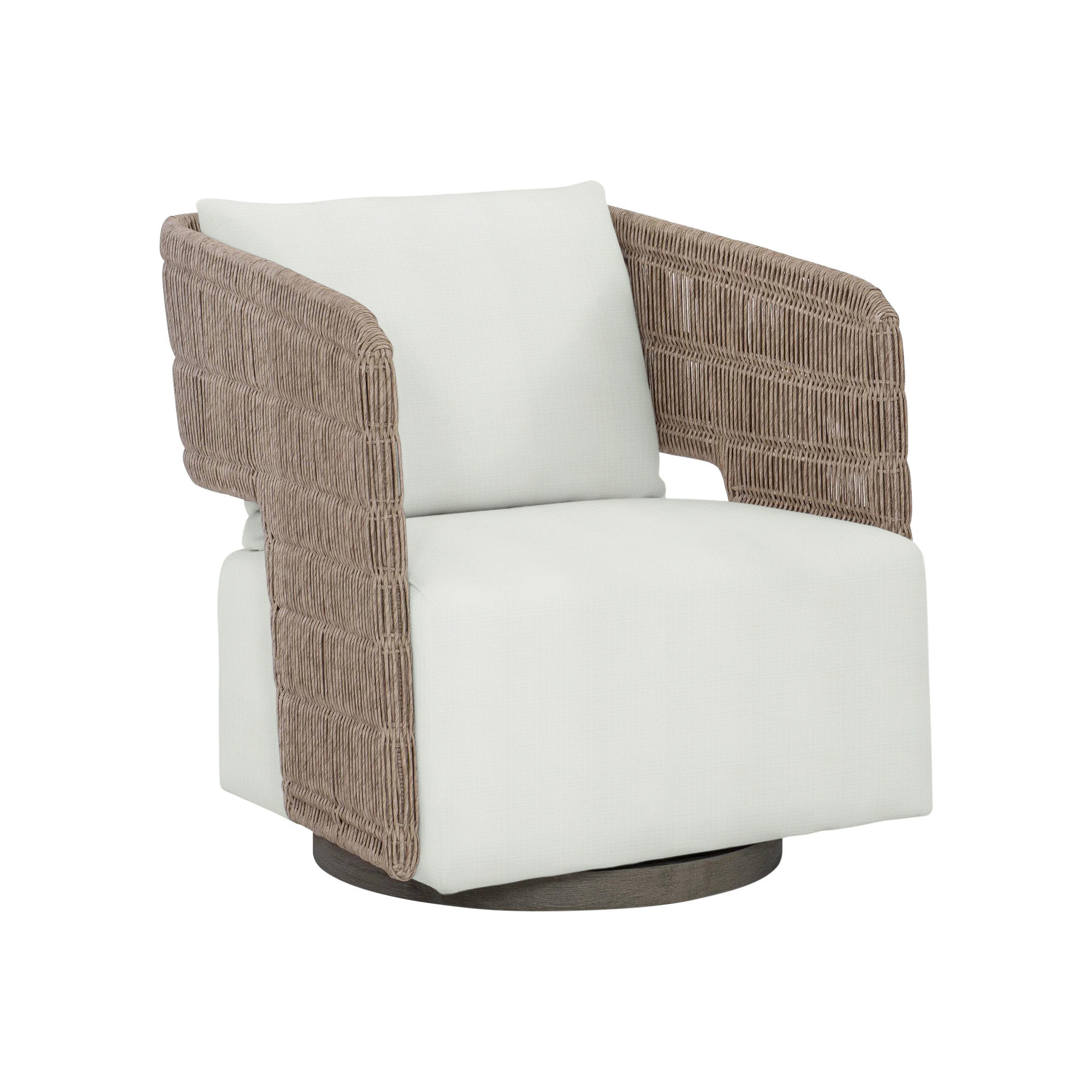 Maldives Swivel Patio Chair with Cushions, Cream Linen 6025-002
