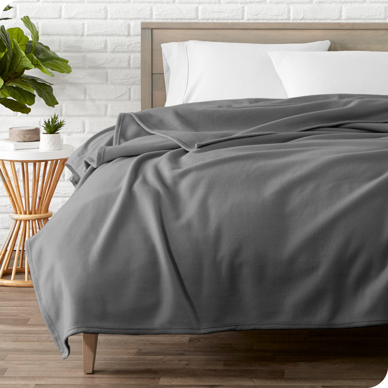 Gray Full/Queen Reversible Fleece Blanket