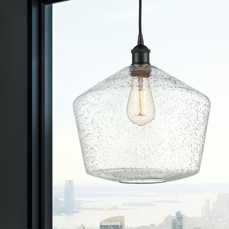 Luminaire suspendu simple à 1 lumière Gabbie, Noir mat