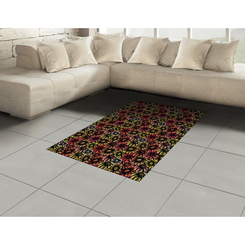 Floral High Density Long Fiber Poly Threads Decorative Area Rug Carpet, Rectangle 2'7" x 5'