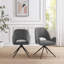 Penny Pillar Black Round Table With 4 Lyla Luxury Fabric Upholstered Swivel Dining Chairs-1836410368