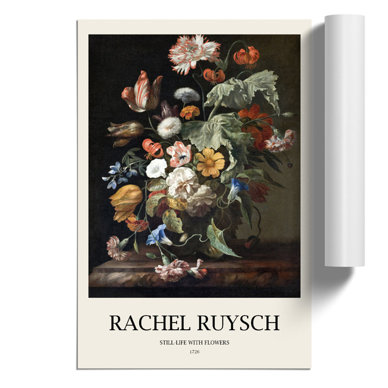 Still Life With Flowers Vol.1 by Rachel Ruysch - No Frame Print, 59cm H x 42cm W x 0.1cm D