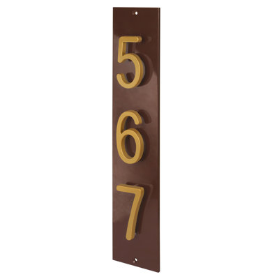 Plaque d'adresse verticale flottante en aluminium Royal Shade - 3 chiffres personnalisés