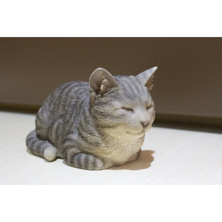 Hi-Line Gift Ltd Polyresin Lying Cat Sleeping Tabby Statue (Orange