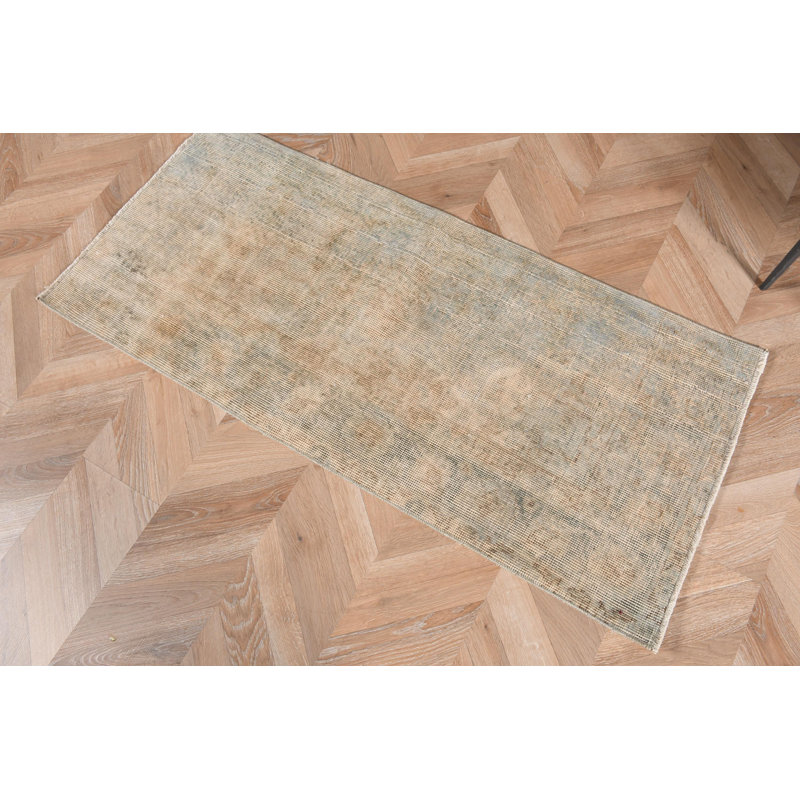 Tapis turc rétro tissé à la main beige pour un décor antique et idéal pour les petits espaces