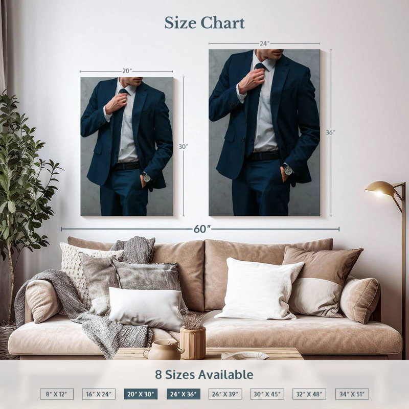 Shuttleworth Man Wearing Suit, 36" H x 24" W